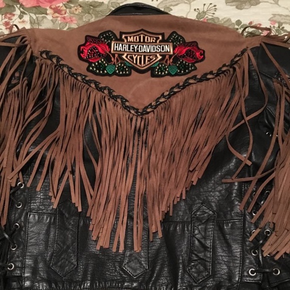 VINTAGE Fringed Heavy Leather Coat, Medium - Picture 1 of 8